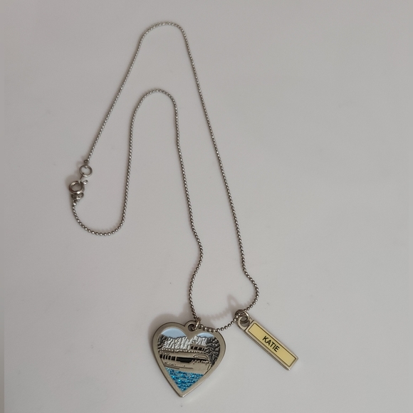 Niagara Falls maid of the mist necklace stainless Name Katie can remove charm - Picture 2 of 8